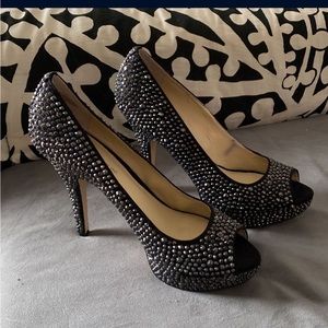 Enzo Angiolini Diamond 💎 Rhinestone  Peep Toe Heels 👠